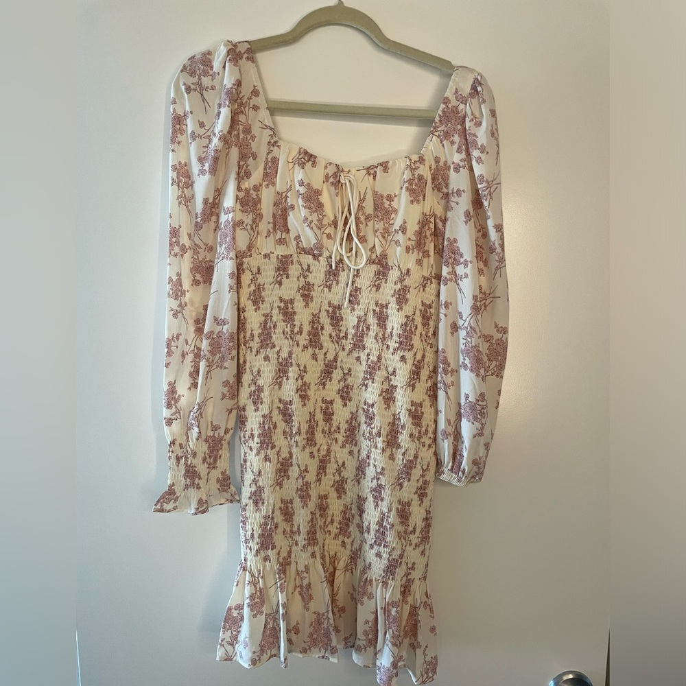White and pink floral dress